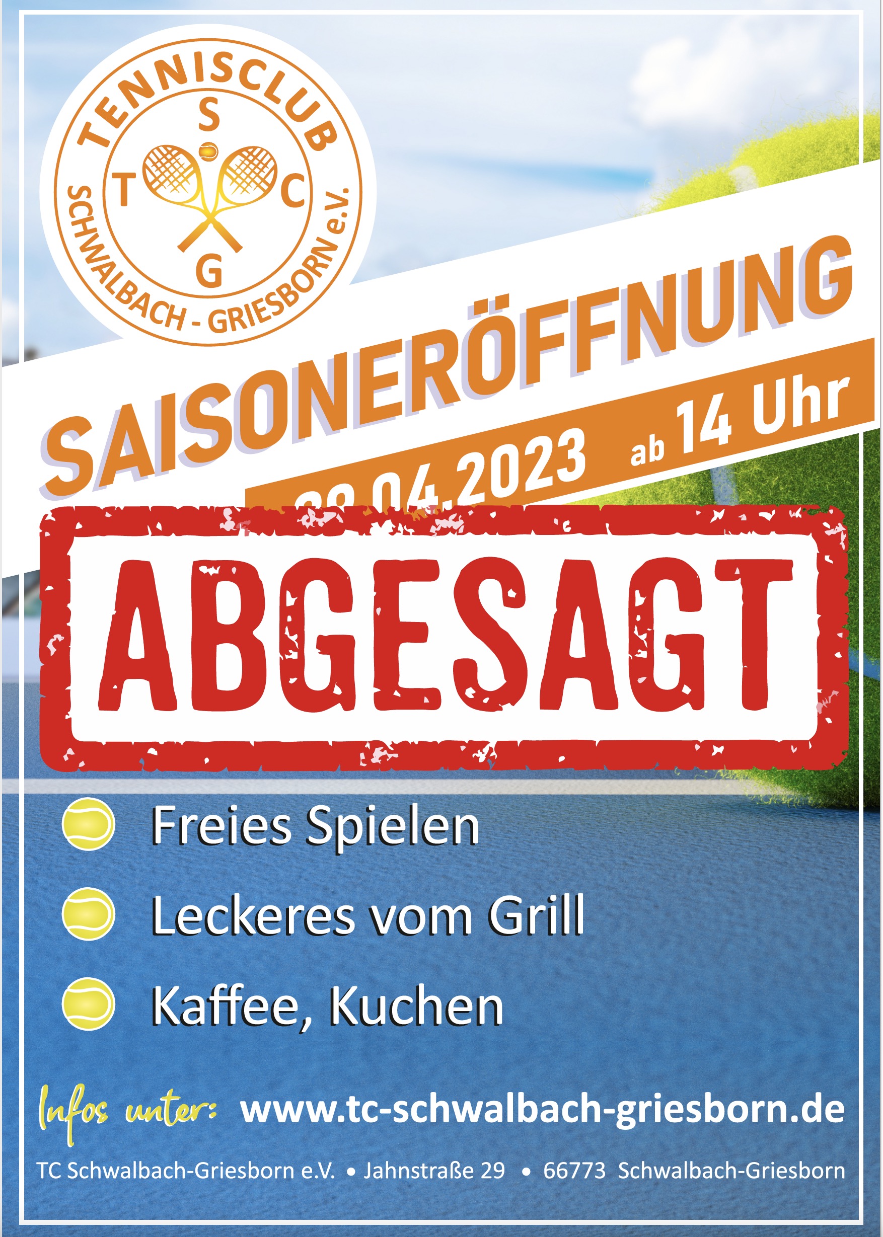 Saisoneröffnung Absage